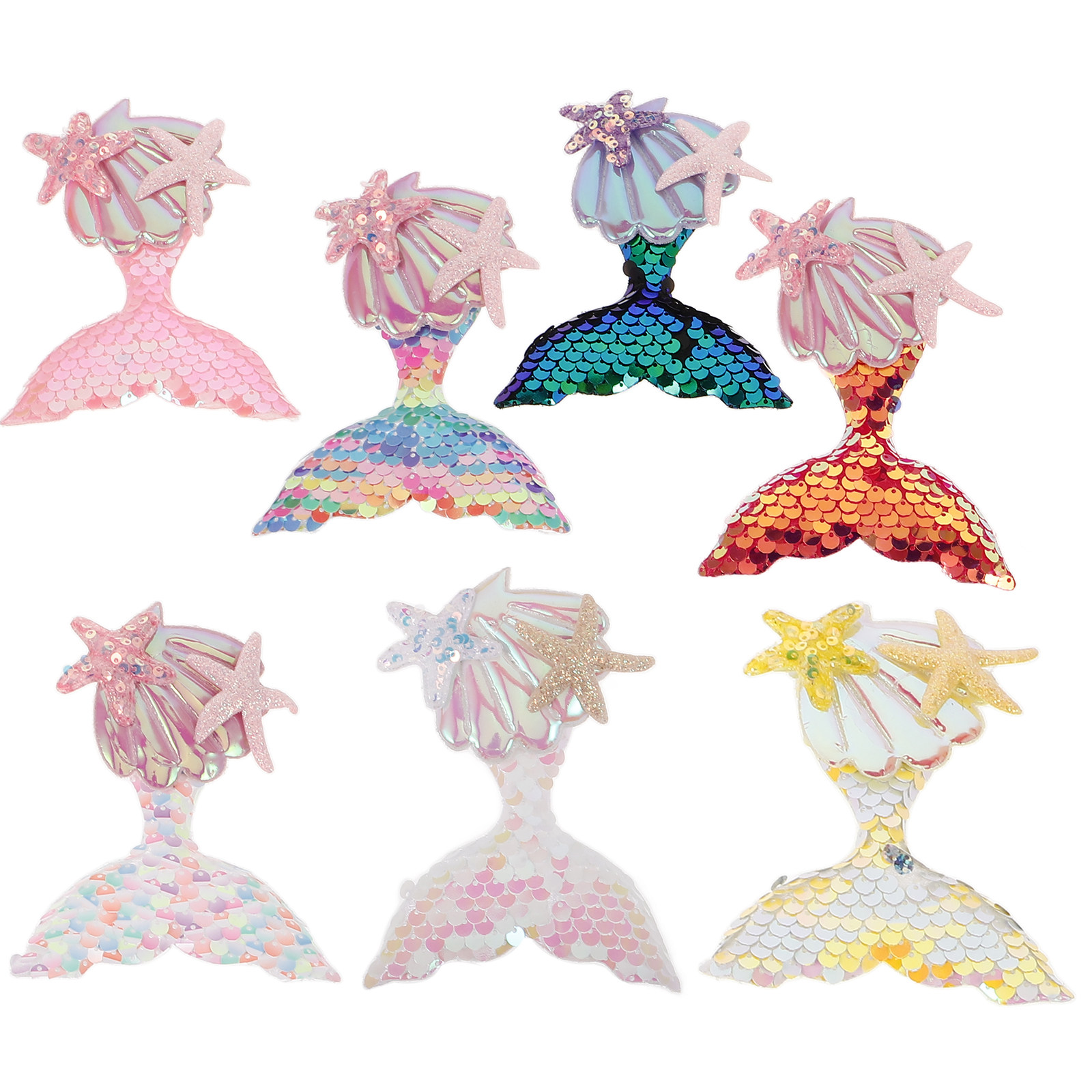Craft Embellishments - 7Pcs Mermaid Fabric Patches for Clothes