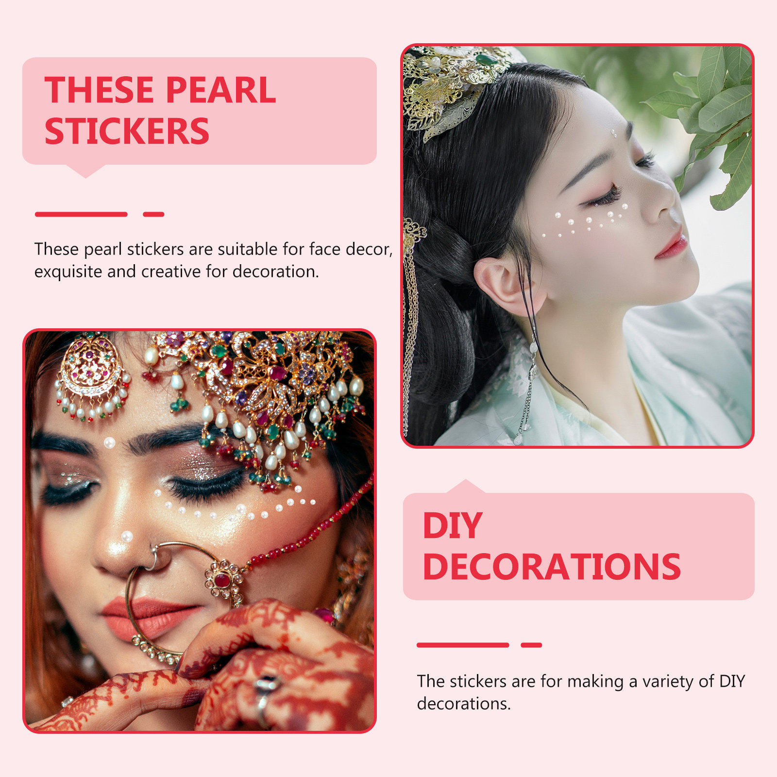 5Pcs Pearl Face Stickers Adhes - Craft Embellishments review and price